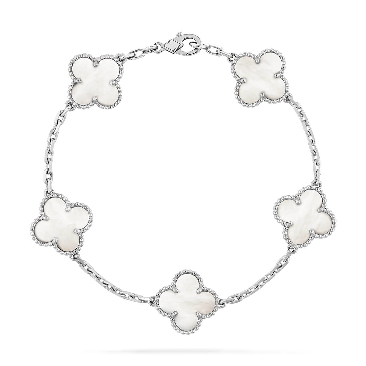 [✨Rose💎]CLOVER WHITE PEARL MOP 5 MOTIF BRACELET COLLECTION