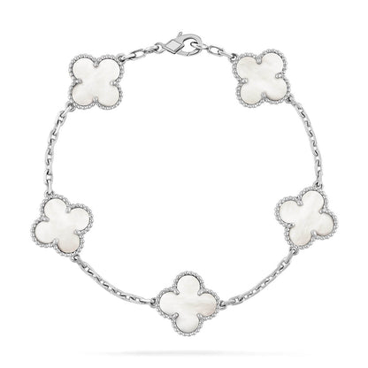 [✨Rose💎]CLOVER WHITE PEARL MOP 5 MOTIF BRACELET COLLECTION
