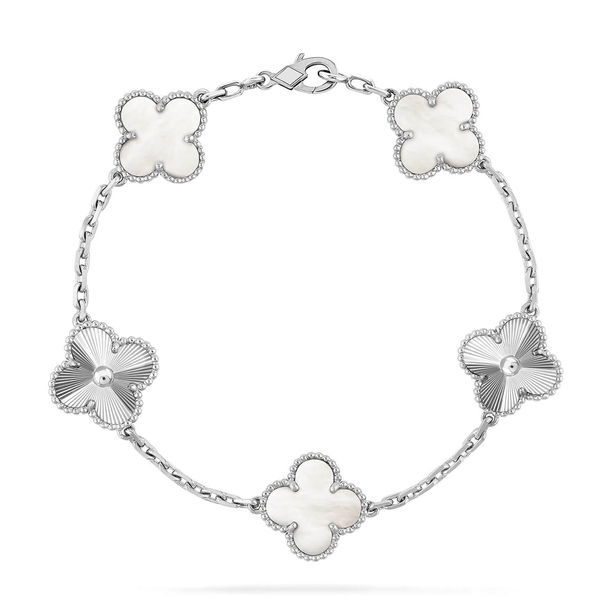 [✨Rose💎]CLOVER WHITE PEARL MOP 5 MOTIF BRACELET COLLECTION