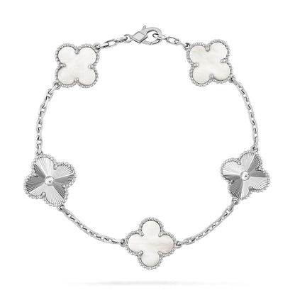[✨Rose💎]CLOVER WHITE PEARL MOP 5 MOTIF BRACELET COLLECTION