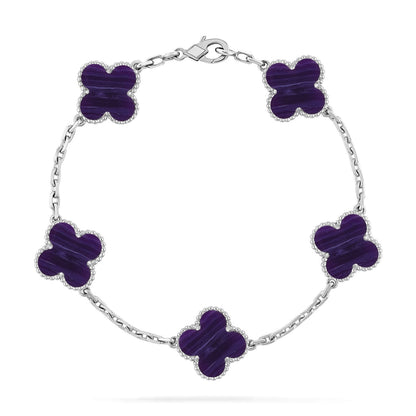 [✨Rose💎]CLOVER 5 MOTIF PURPLE STRIPES BRACELET COLLECTION