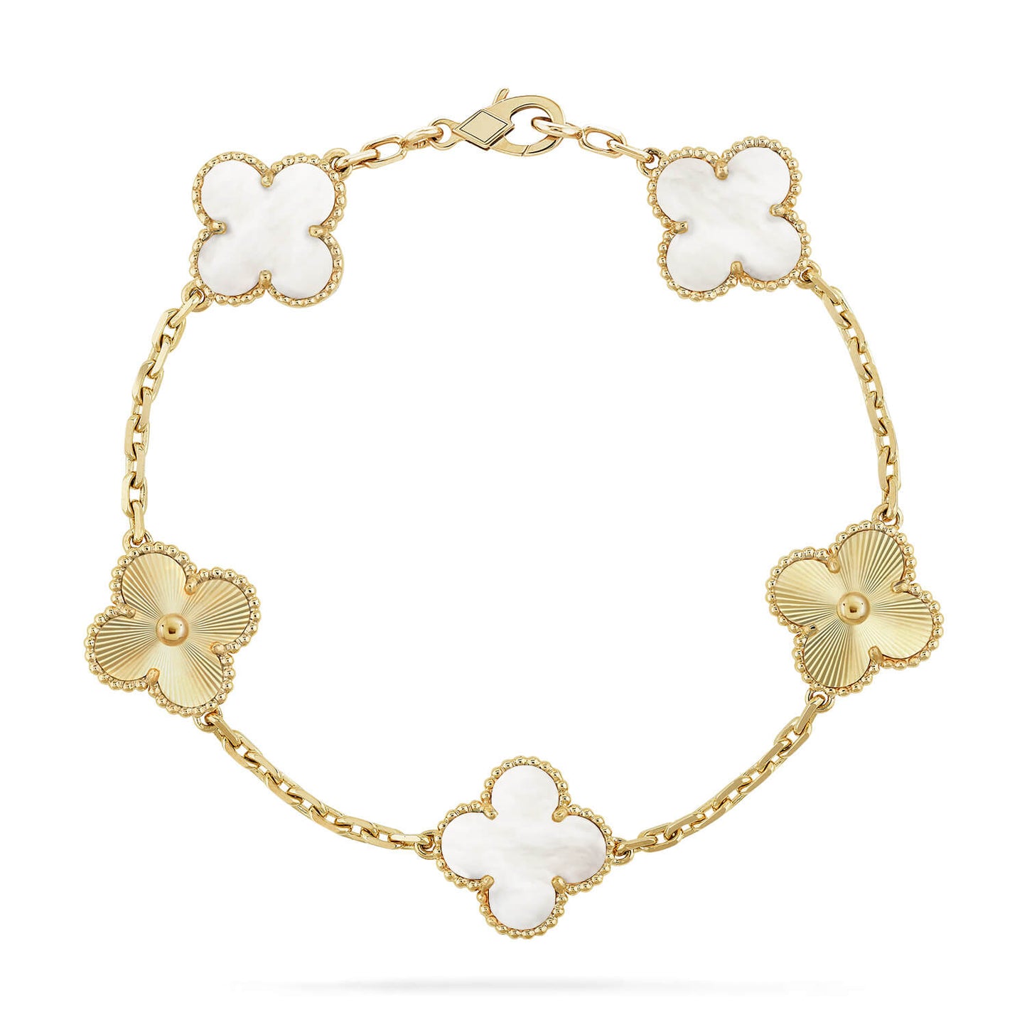 [✨Rose💎]CLOVER WHITE PEARL MOP 5 MOTIF BRACELET COLLECTION