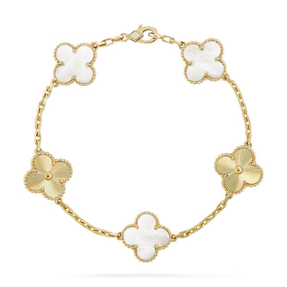 [✨Rose💎]CLOVER WHITE PEARL MOP 5 MOTIF BRACELET COLLECTION