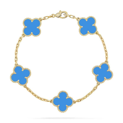 [✨Rose💎] CLOVER 5 MOTIF BLUE AGATE BRACELET COLLECTION