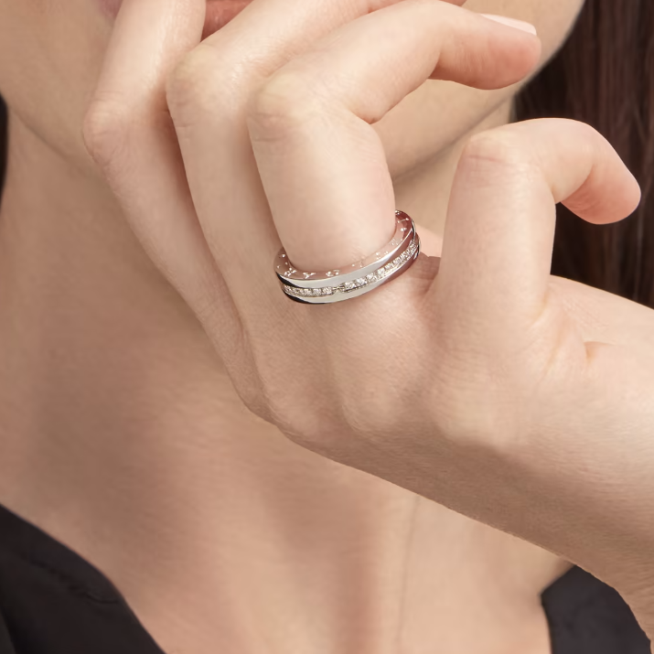 [✨Rose💎] ZERO 1 BAGUE EN SPIRALE AVEC DIAMANTS PAVÉS À UNE SEULE BANDE