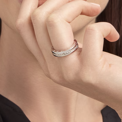 [✨Rose💎] ZERO 1 BAGUE EN SPIRALE AVEC DIAMANTS PAVÉS À UNE SEULE BANDE