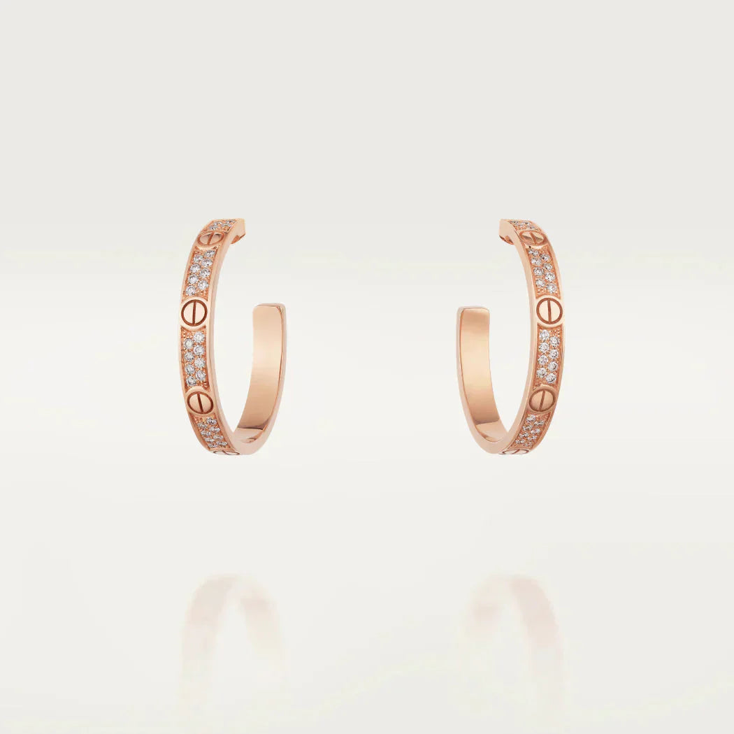 [✨Rose💎]Boucles d'oreilles créoles en or rose Love Diamond