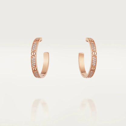 [✨Rose💎]Boucles d'oreilles créoles en or rose Love Diamond