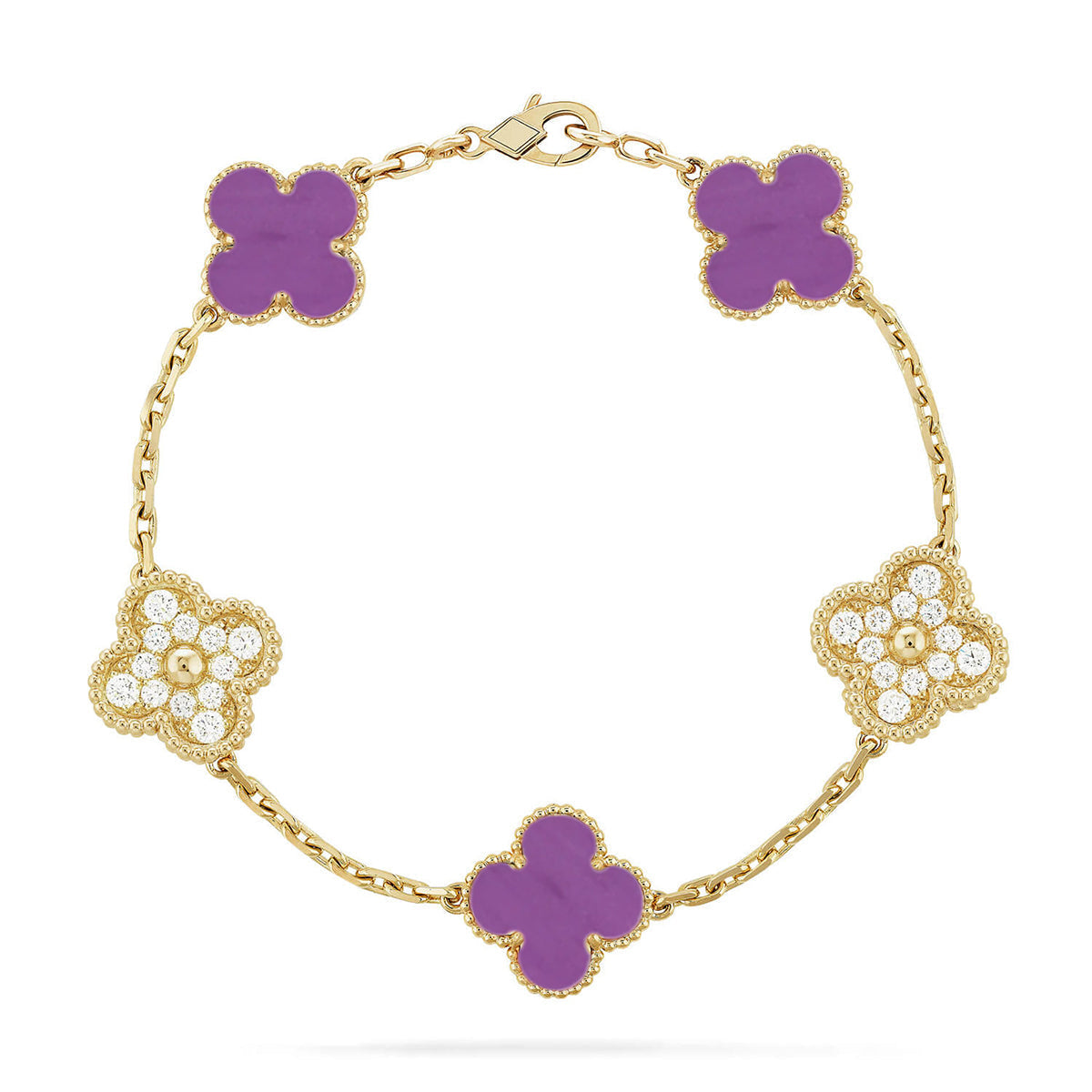 [✨Rose💎] CLOVER 5 MOTIF VIOLET BRACELET COLLECTION