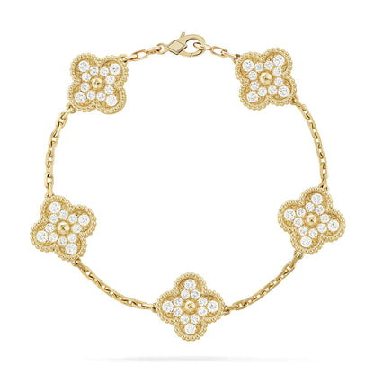 [✨Rose💎]BRACELET TRÈFLE 5 MOTIFS EN DIAMANTS