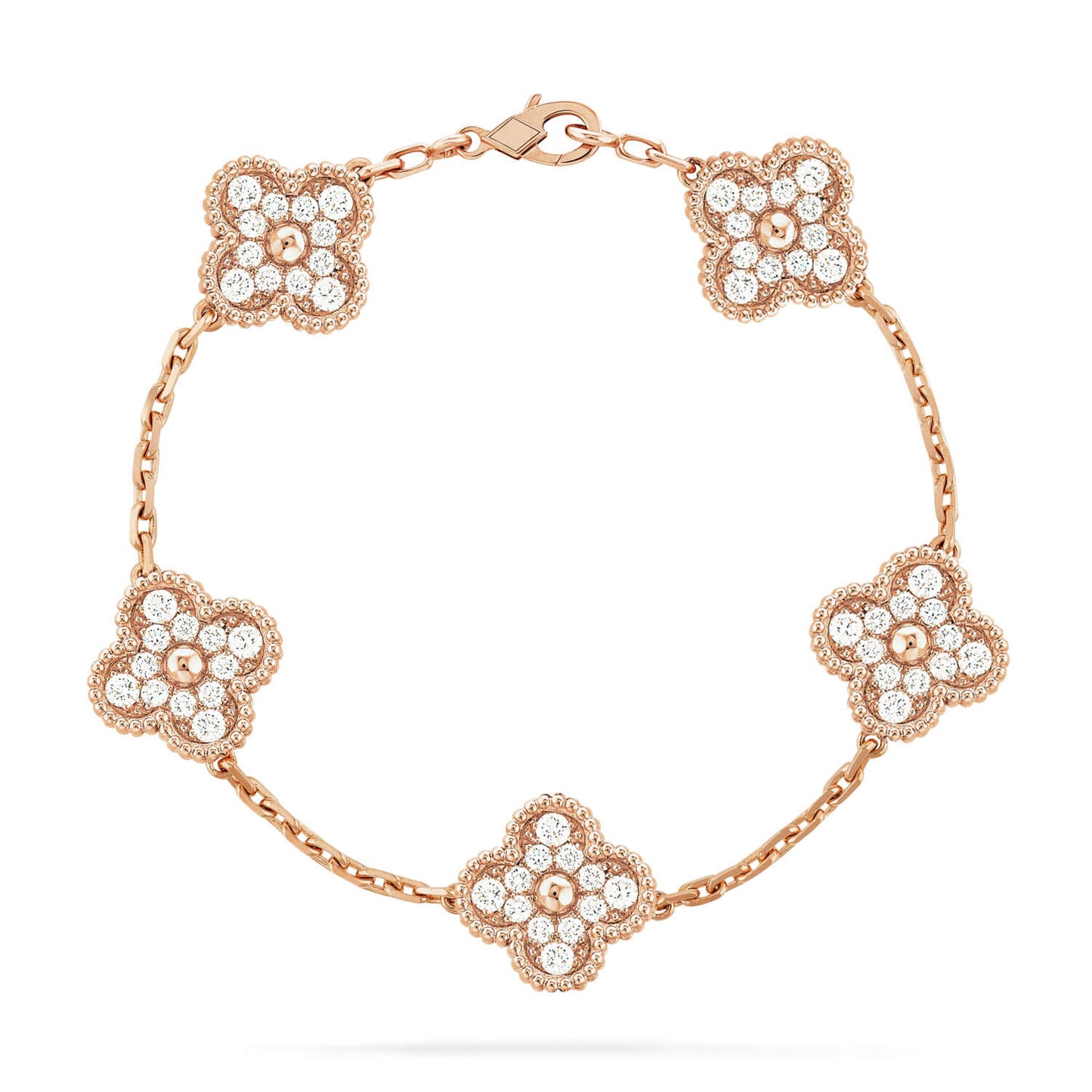 [✨Rose💎]BRACELET TRÈFLE 5 MOTIFS EN DIAMANTS