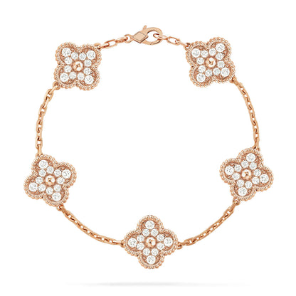 [✨Rose💎]BRACELET TRÈFLE 5 MOTIFS EN DIAMANTS