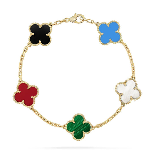 [✨Rose💎]BRACELET TRÈFLE 5 MOTIFS MULTICOLORE