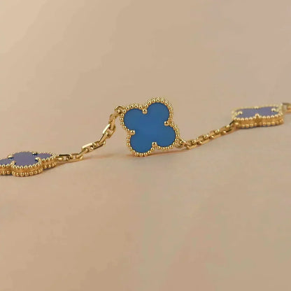 [✨Rose💎] CLOVER 5 MOTIF BLUE AGATE BRACELET COLLECTION