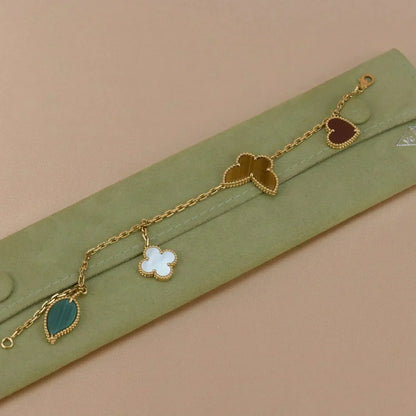 [✨Rose💎]BRACELET EN OR À 5 MOTIFS LUCKY SPRING 
