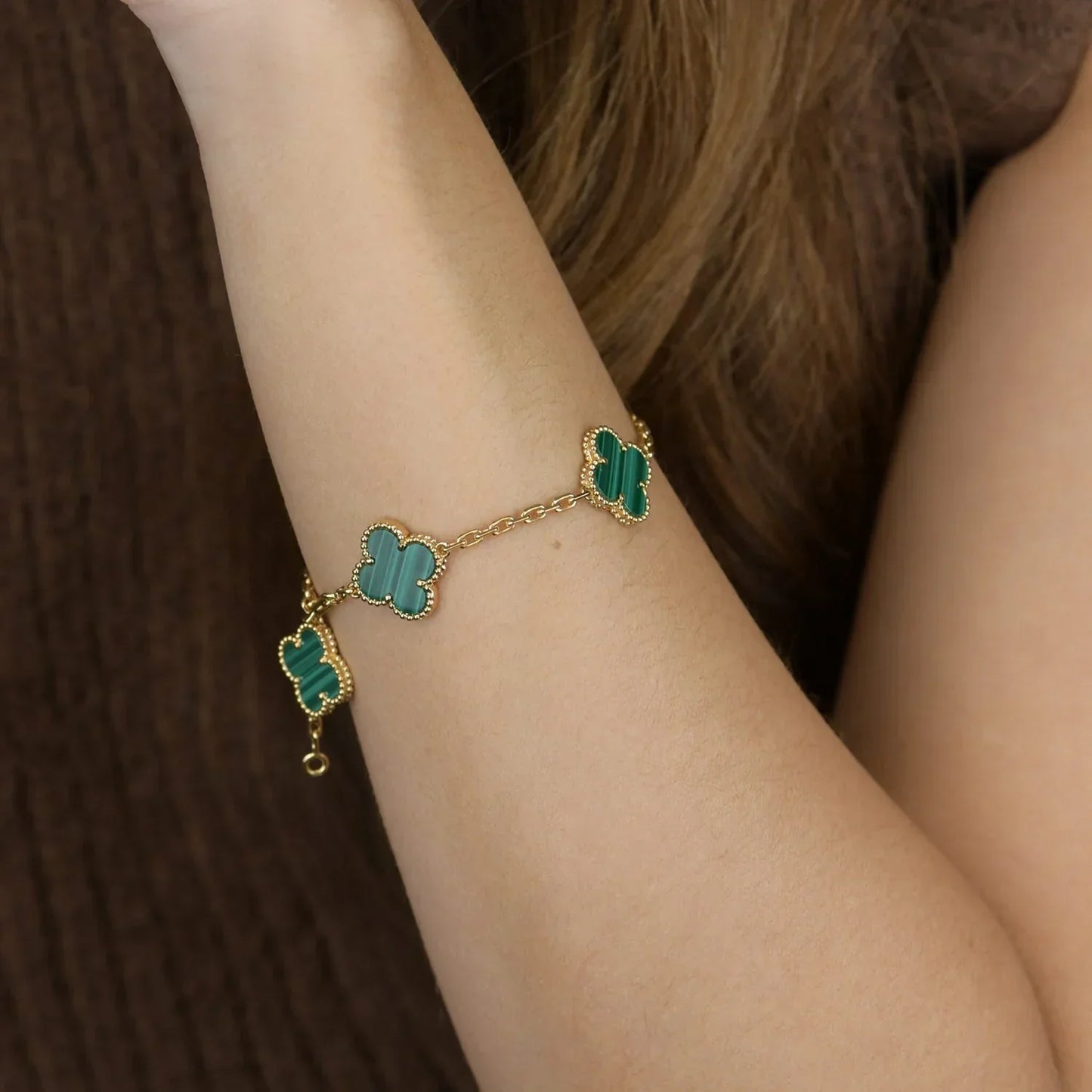 [✨Rose💎] CLOVER 5 MOTIF MALACHITE BRACELET COLLECTION