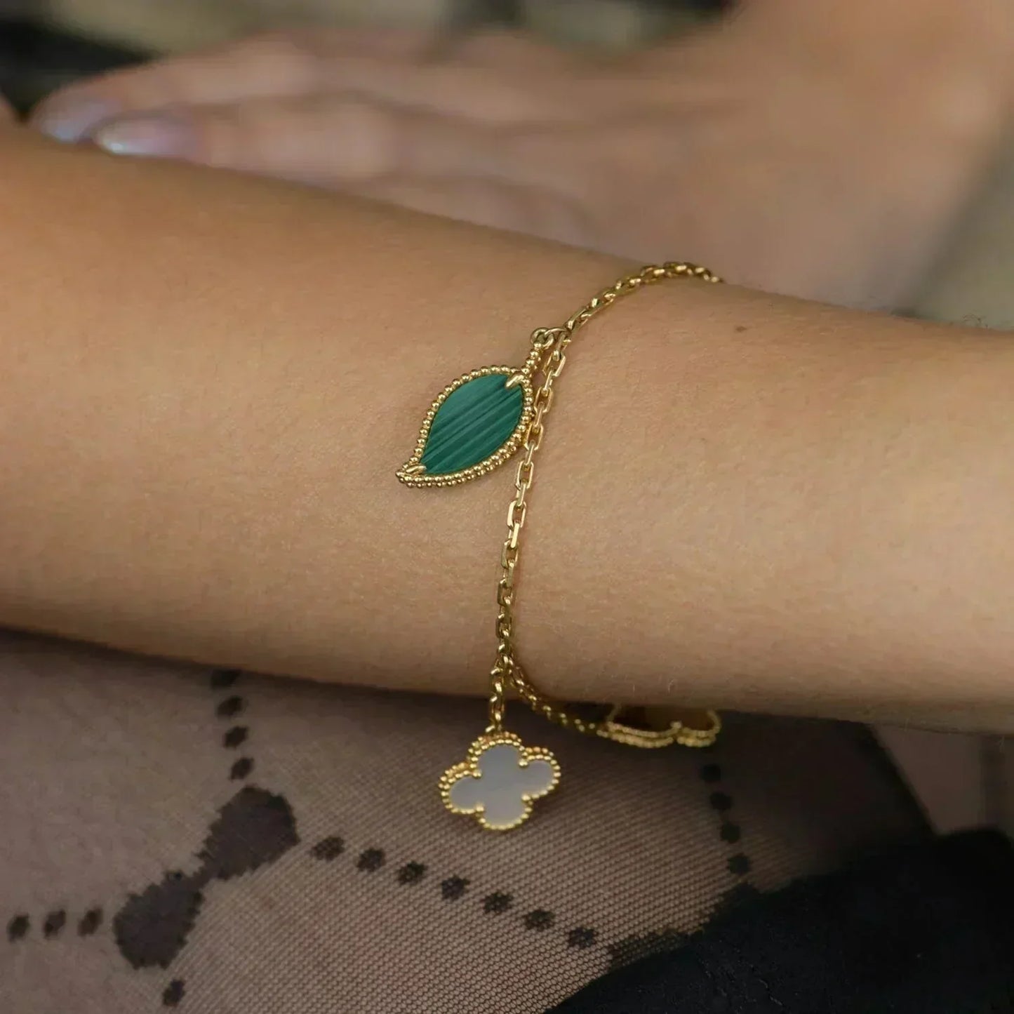 [✨Rose💎]BRACELET EN OR À 5 MOTIFS LUCKY SPRING 