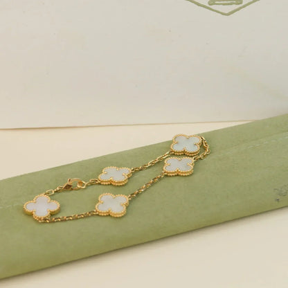 [✨Rose💎]CLOVER WHITE PEARL MOP 5 MOTIF BRACELET COLLECTION