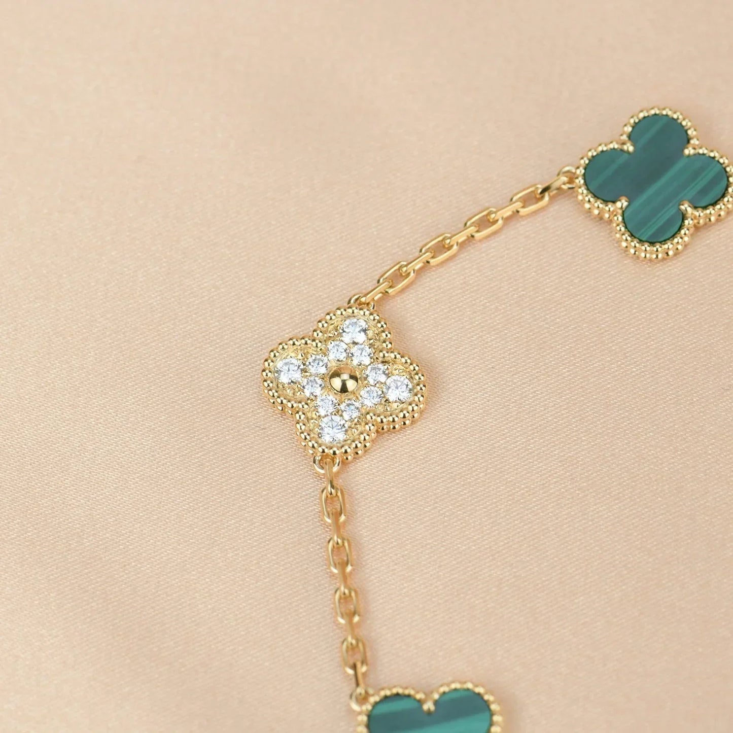 [✨Rose💎] CLOVER 5 MOTIF MALACHITE BRACELET COLLECTION