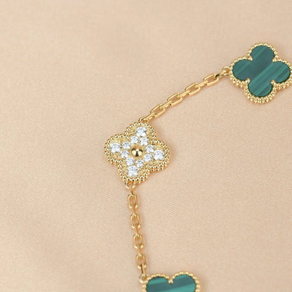 [✨Rose💎] CLOVER 5 MOTIF MALACHITE BRACELET COLLECTION