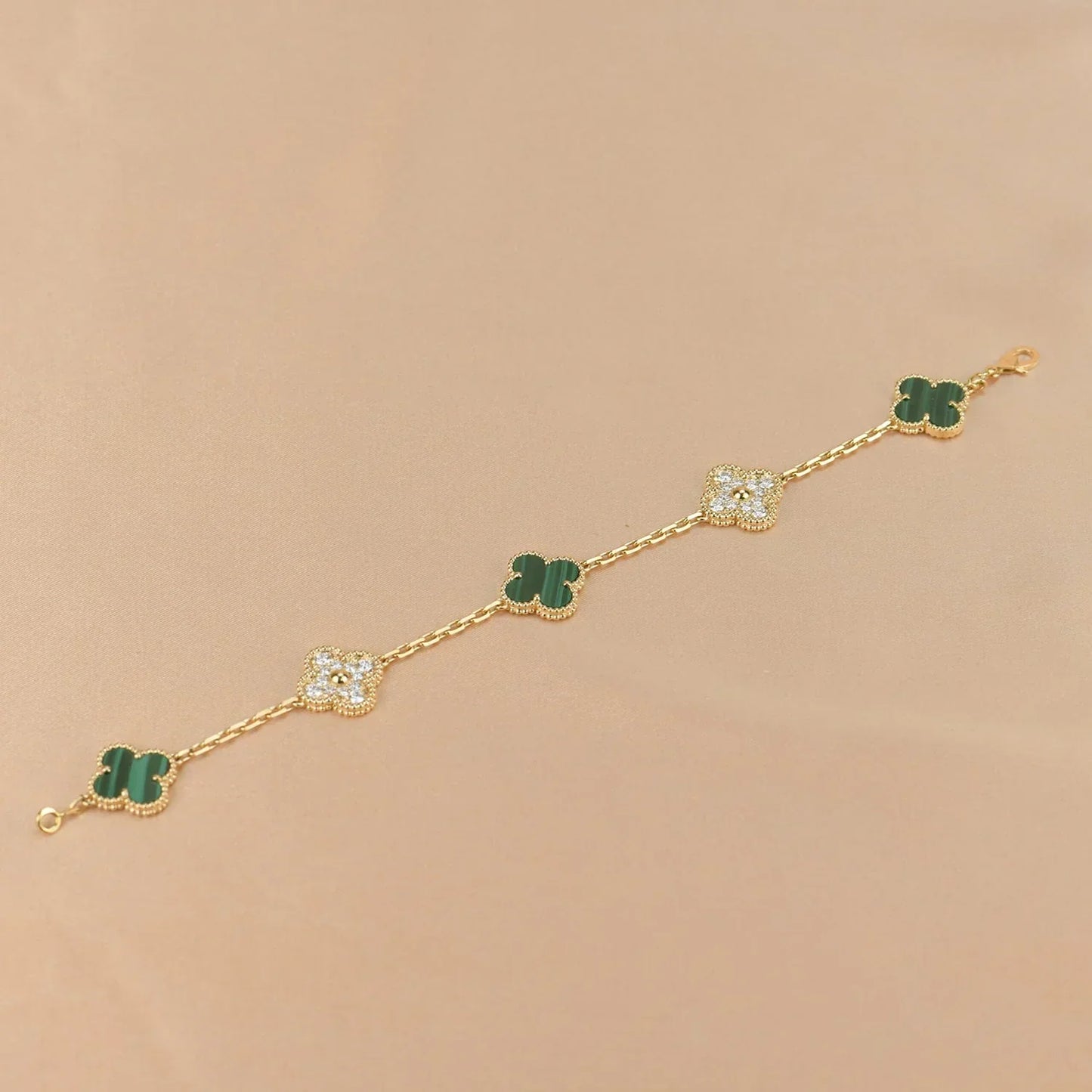 [✨Rose💎] CLOVER 5 MOTIF MALACHITE BRACELET COLLECTION