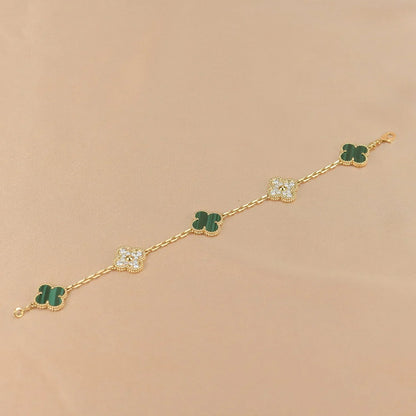 [✨Rose💎] CLOVER 5 MOTIF MALACHITE BRACELET COLLECTION