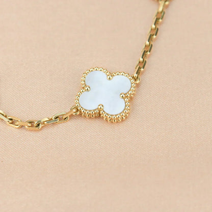 [✨Rose💎]CLOVER WHITE PEARL MOP 5 MOTIF BRACELET COLLECTION