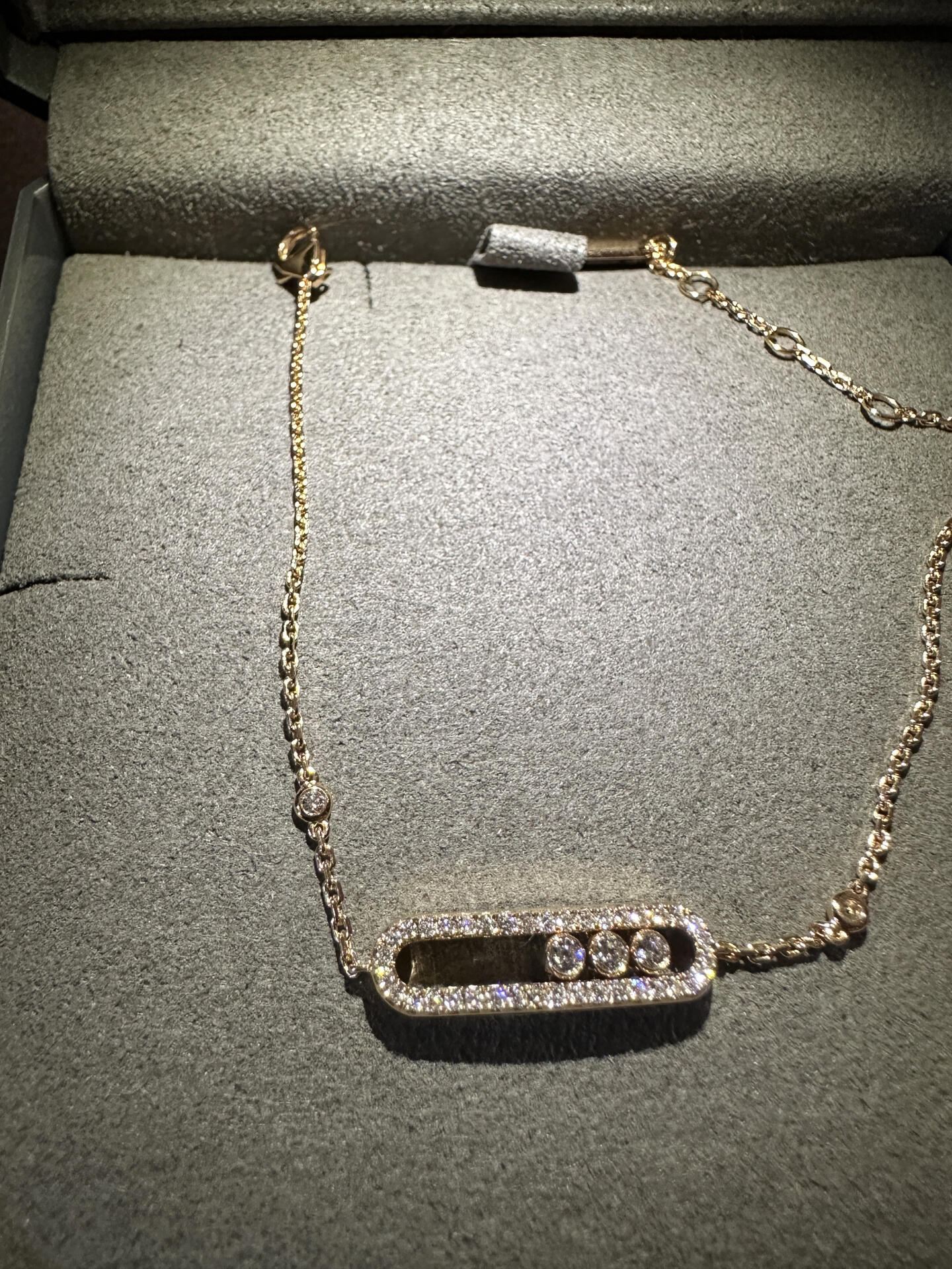 [✨Rose💎]MIK 3 DIAMOND SLIDING NECKLACE, BRACELET SET