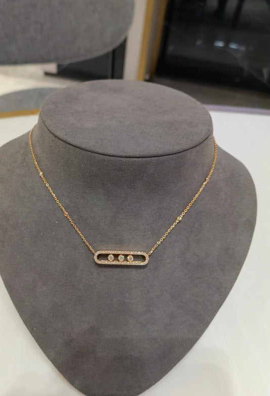 [✨Rose💎]MIK 3 DIAMOND SLIDING NECKLACE, BRACELET SET