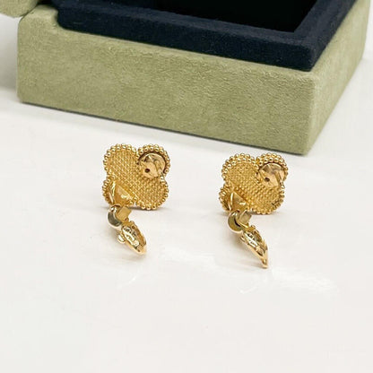 [✨Rose💎]CLOVER MEDIUM 1 MOTIFS ROSE GOLD HOT STAMPING EARRINGS