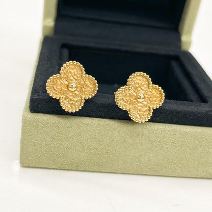 [✨Rose💎]CLOVER MEDIUM 1 MOTIFS ROSE GOLD HOT STAMPING EARRINGS