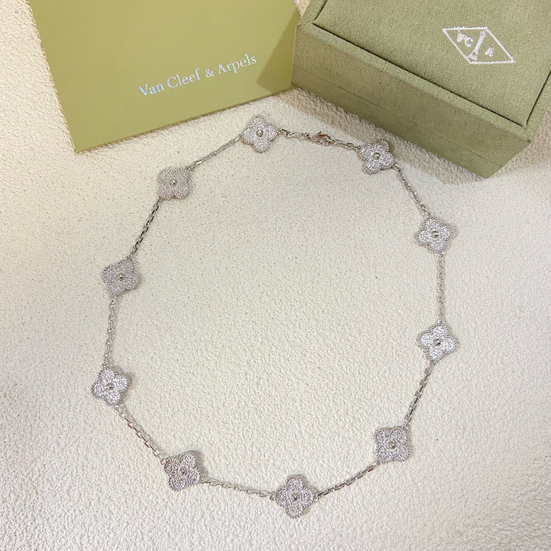 [✨ROSE💎] CLOVER TEN-PENDANT FULL DIAMOND NECKLACE