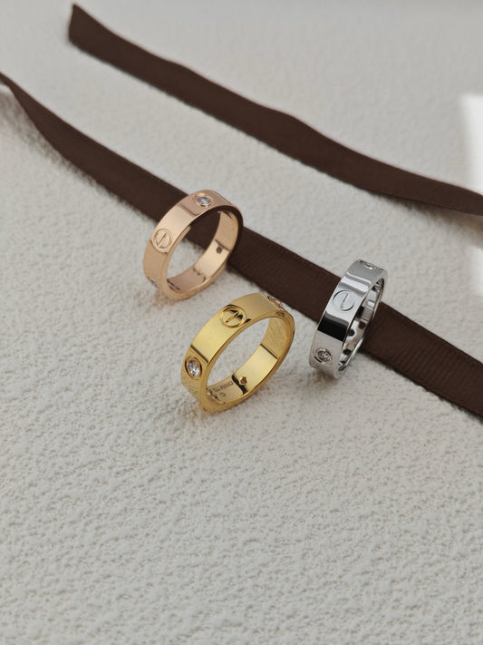 [✨Rose💎]LOVE RING 4MM 1 DIAMOND GOLD
