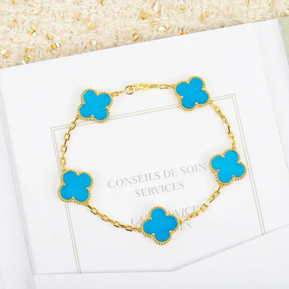 [✨Rose💎] CLOVER 5 MOTIF TURQUOISE BRACELET COLLECTION