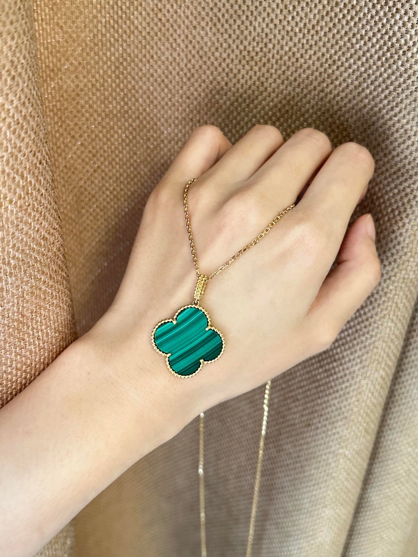 [✨Rose💎]CLOVER 25MM NECKLACE MALACHITE GOLD