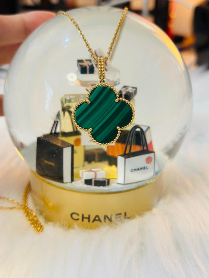 [✨Rose💎]CLOVER 25MM NECKLACE MALACHITE GOLD
