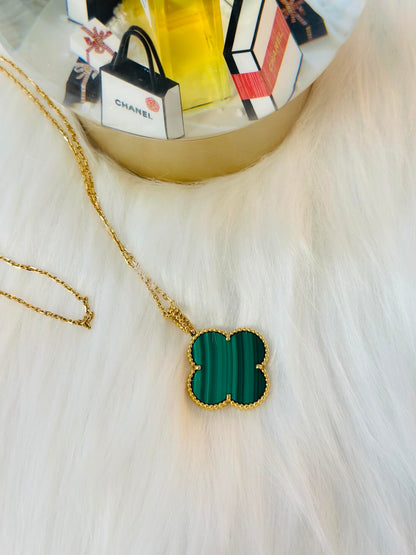 [✨Rose💎]CLOVER 25MM NECKLACE MALACHITE GOLD