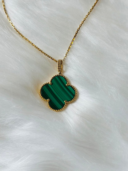 [✨Rose💎]CLOVER 25MM NECKLACE MALACHITE GOLD