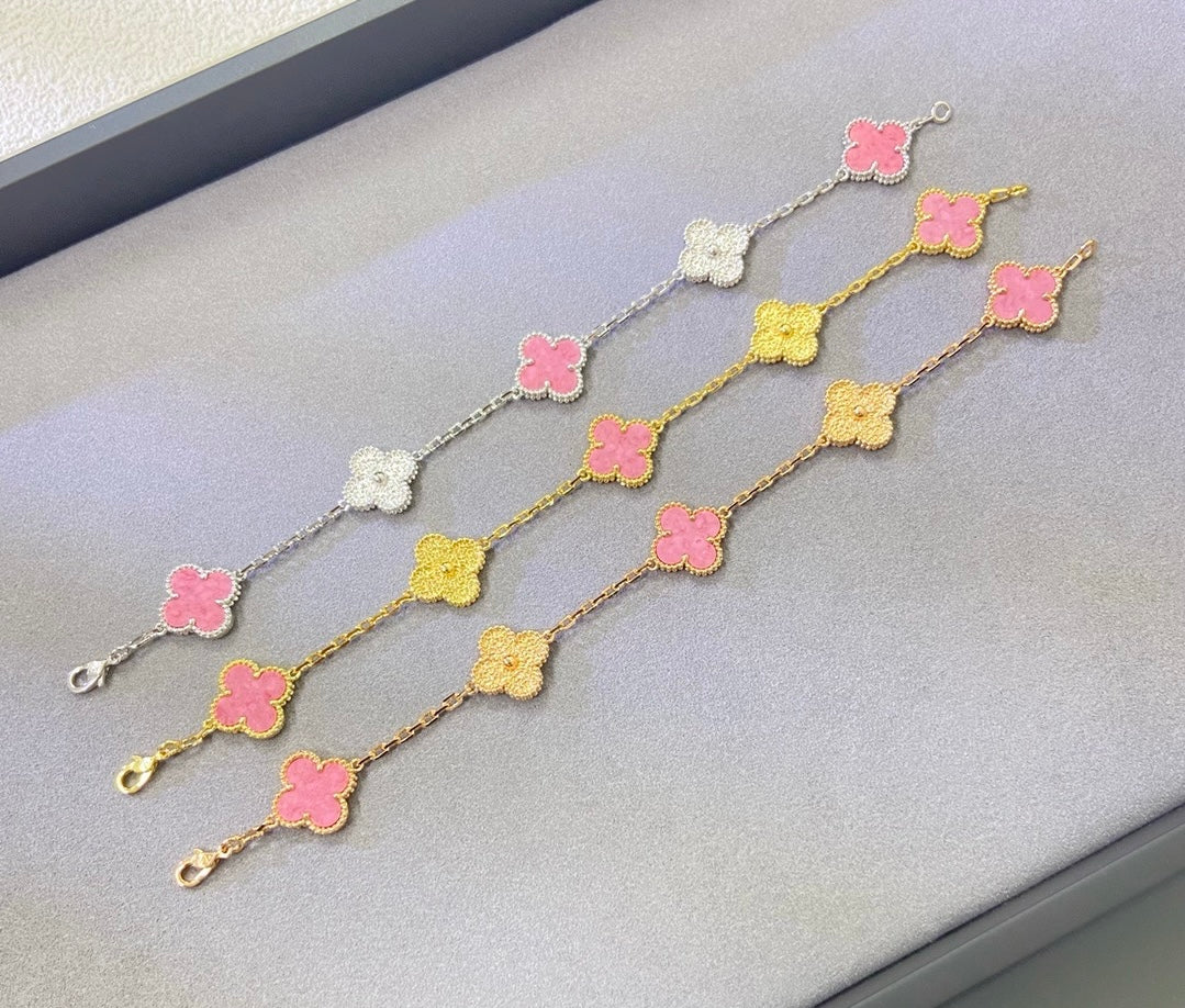 [✨Rose💎]2025 NEW ROSE PINK INTERLEAVED GOLD 5-FLOWER BRACELET