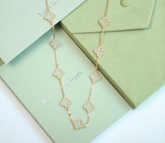 [✨Rose💎] COLLIER ŒIL DE TIGRE À 10 MOTIFS TRÈFLE