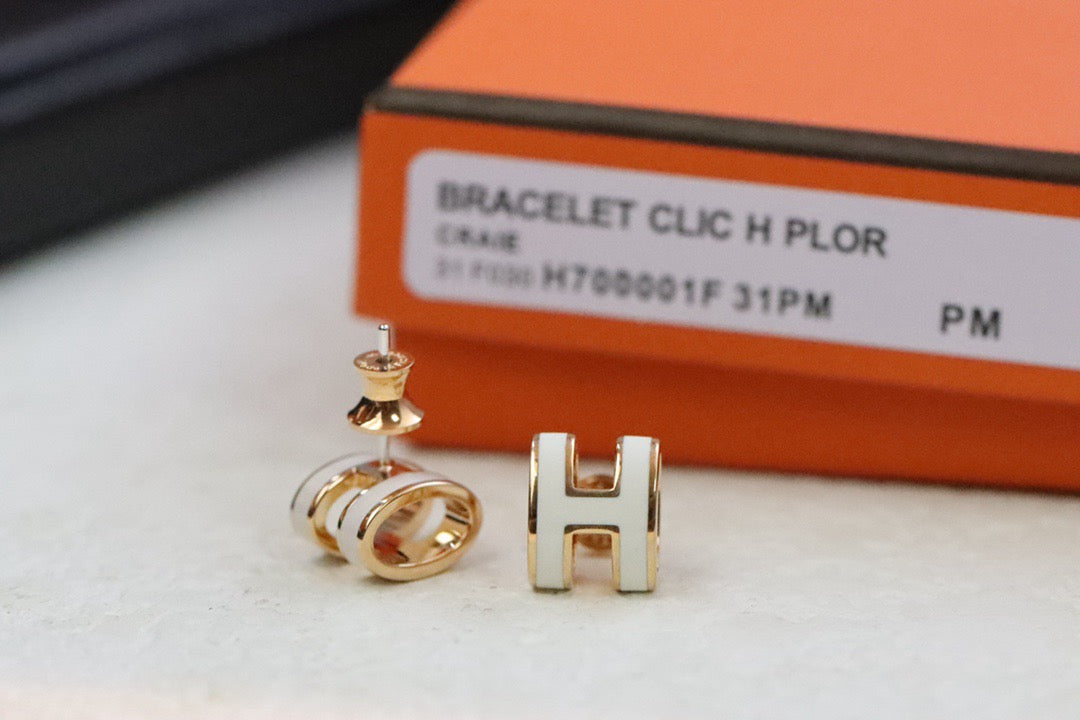 [✨Rose💎]Boucles d'oreilles MINI POP H en or gris