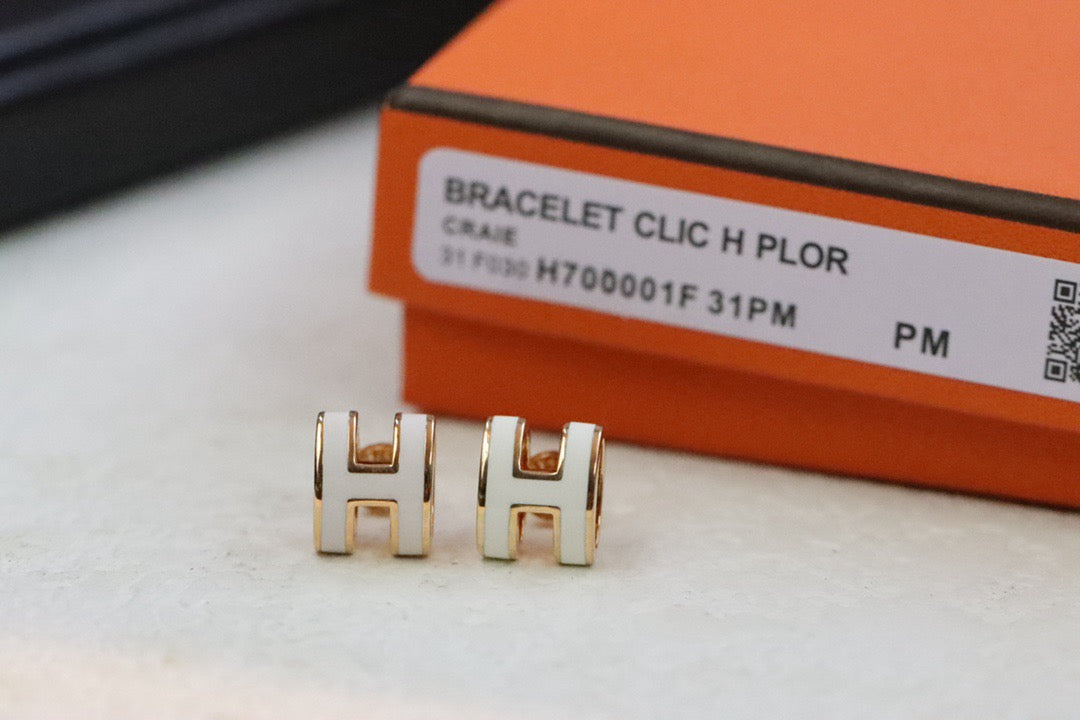 [✨Rose💎]Boucles d'oreilles MINI POP H en or gris