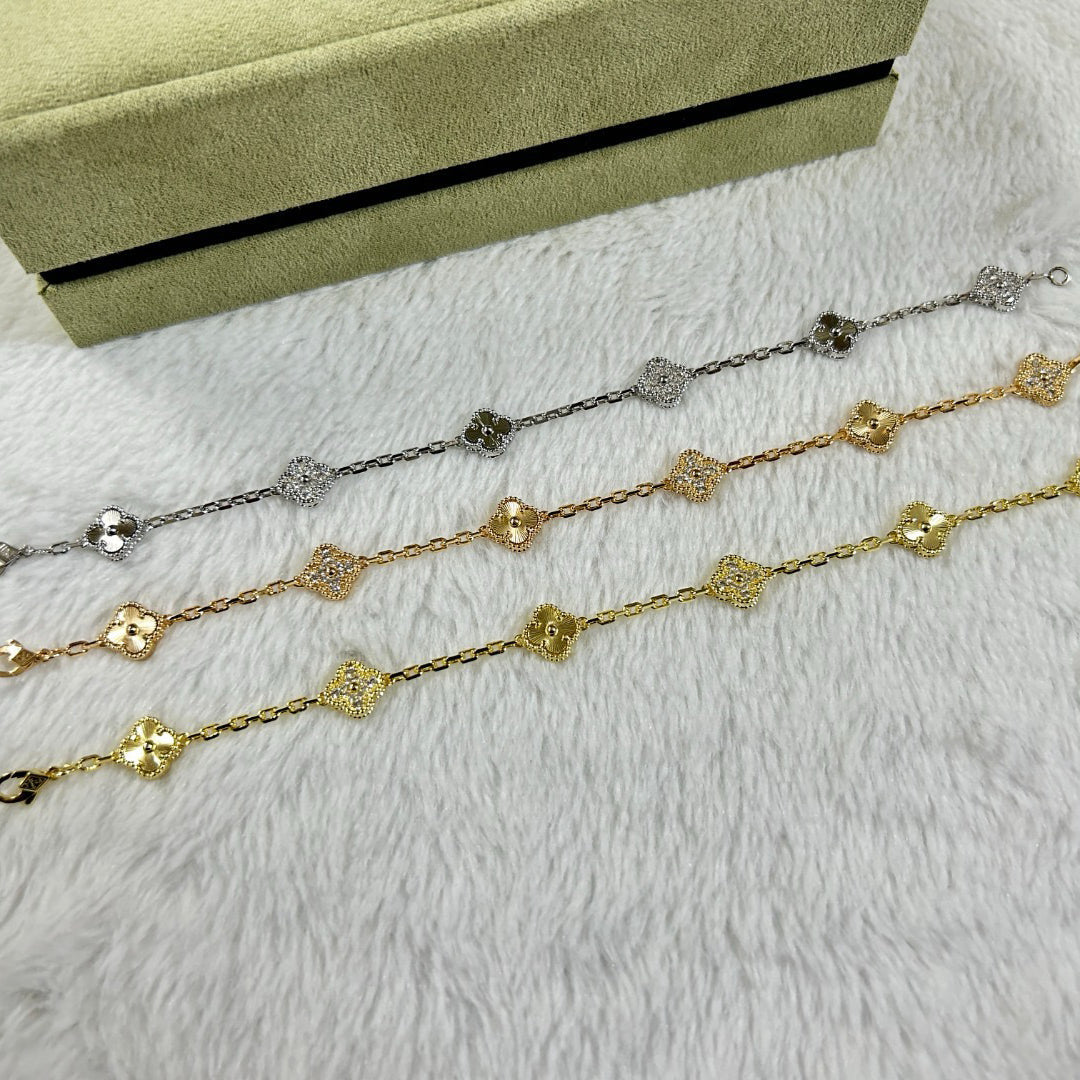 [✨Rose💎]CLOVER 6 MOTIF DIAMOND LASER BRACELET