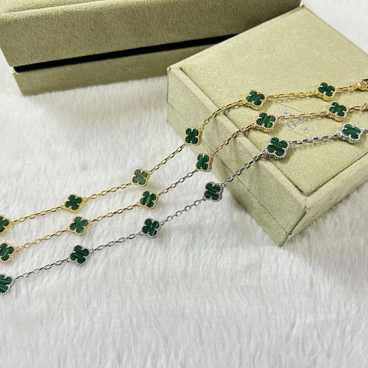 [✨Rose💎]CLOVER 6 MOTIF MALACHITE BRACELET