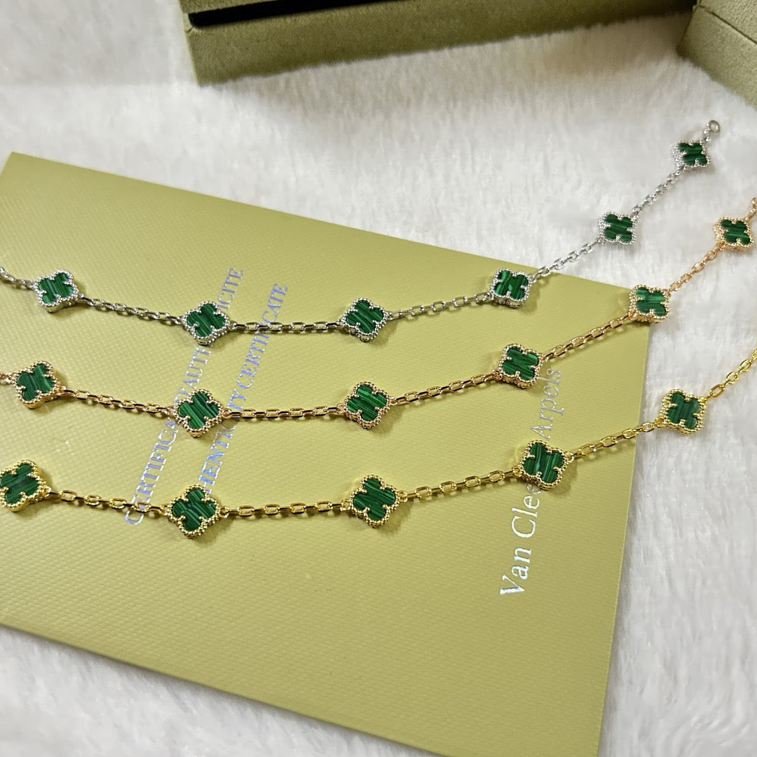 [✨Rose💎]CLOVER 6 MOTIF MALACHITE BRACELET