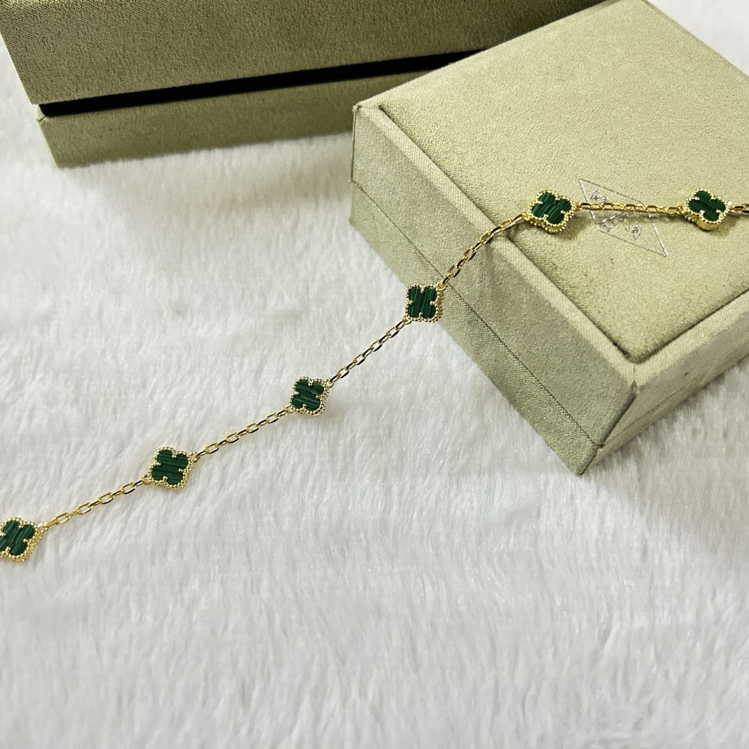 [✨Rose💎]CLOVER 6 MOTIF MALACHITE BRACELET