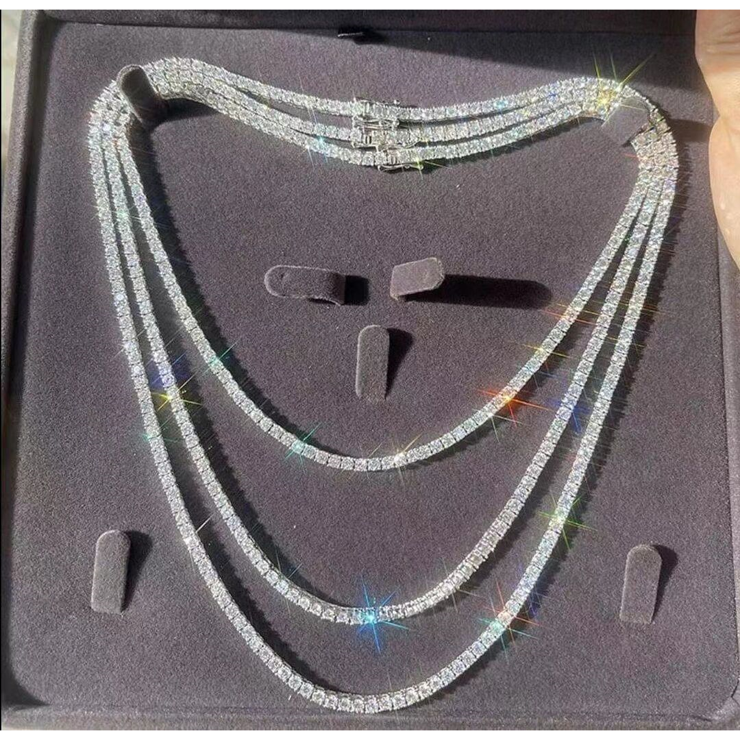 [✨ROSE💎] NEW 925 SILVER MOISSANITE TENNIS NECKLACE