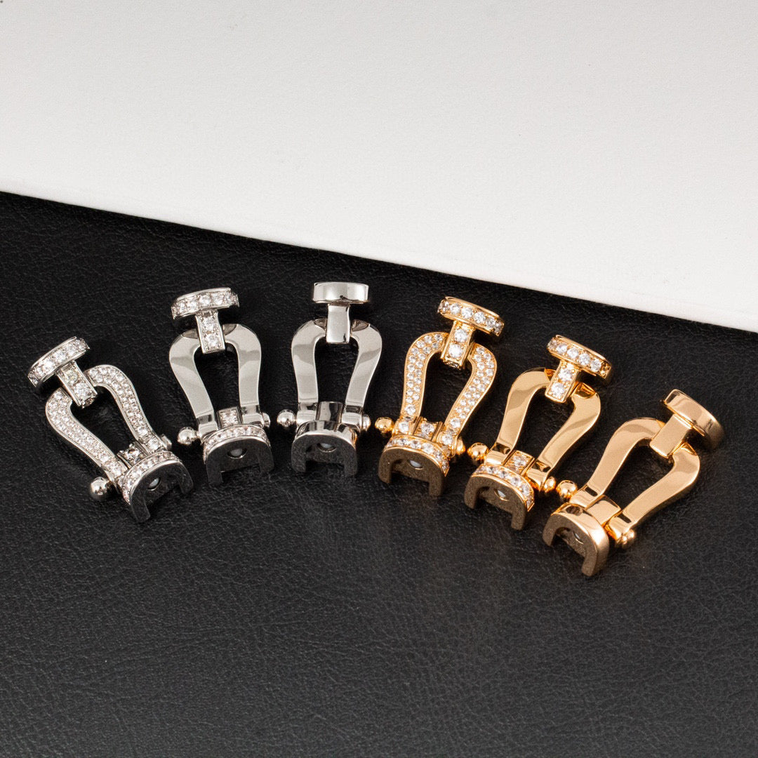 [✨Rose💎]BRACELET FORCE LARGE FER À CHEVAL DEMI-DIAMANT OR