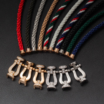 [✨Rose💎]BRACELET FORCE LARGE FER À CHEVAL DEMI-DIAMANT OR