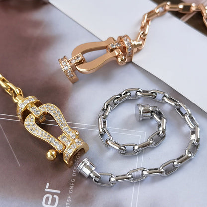 [✨Rose💎]BRACELET MÉTAL FORCE LARGE FERMOIR FER À CHEVAL